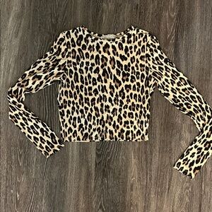 Alice & Olivia Leopard Long Sleeve Top